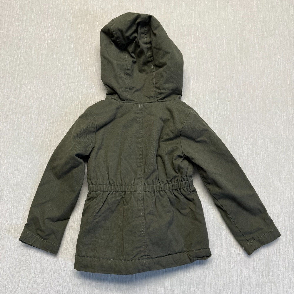 Tahari Fall Winter Jacket Toddler Girls 3T Olive Green Sherpa Lined Hooded Zip - Picture 9 of 10
